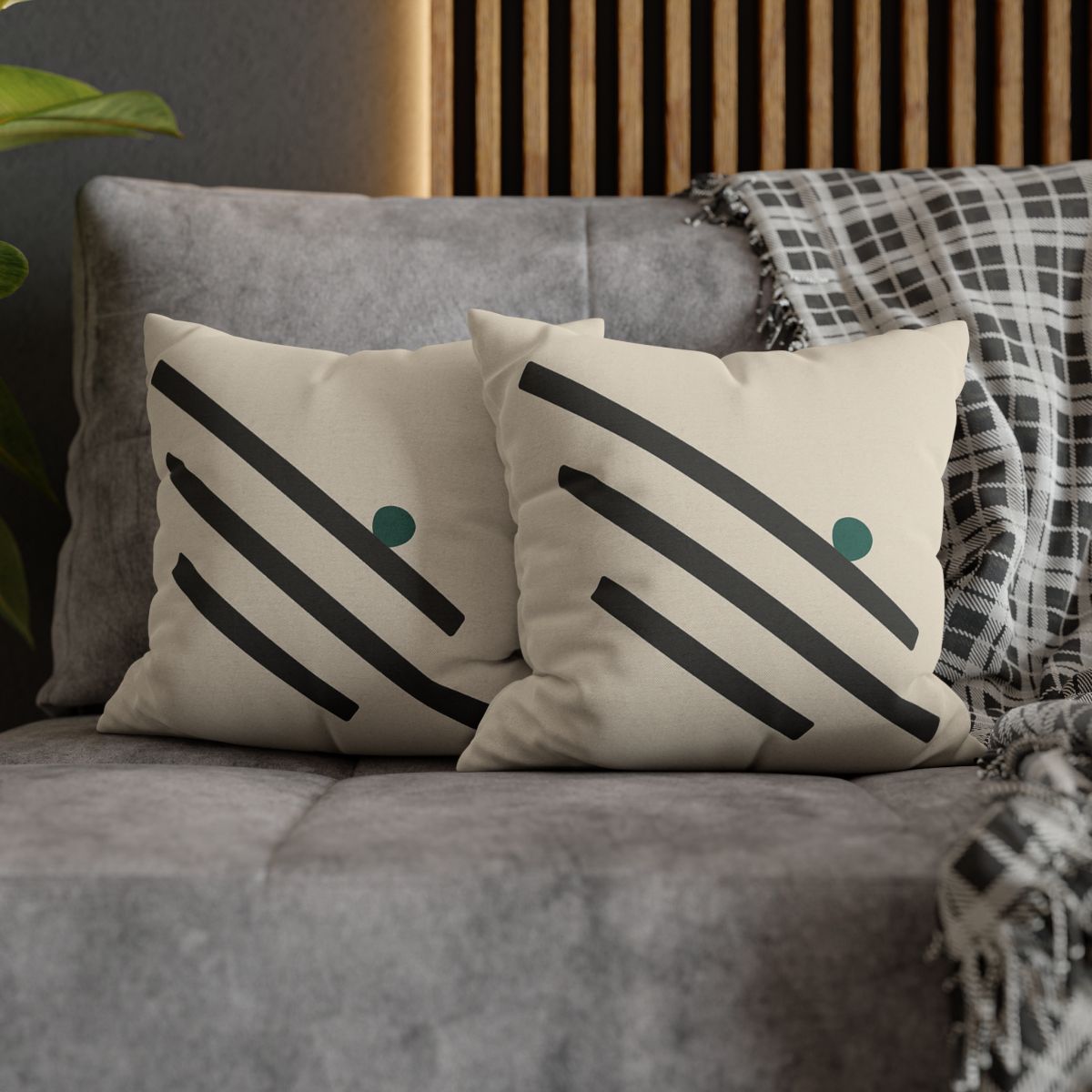 Staggered Short Bars With Quiet Dot designer print pillow cases