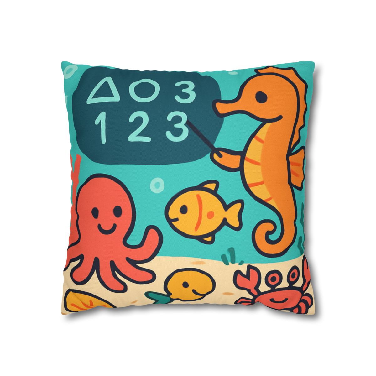Coral Classroom With The Seahorse Teacher trendy patterned pillow cases