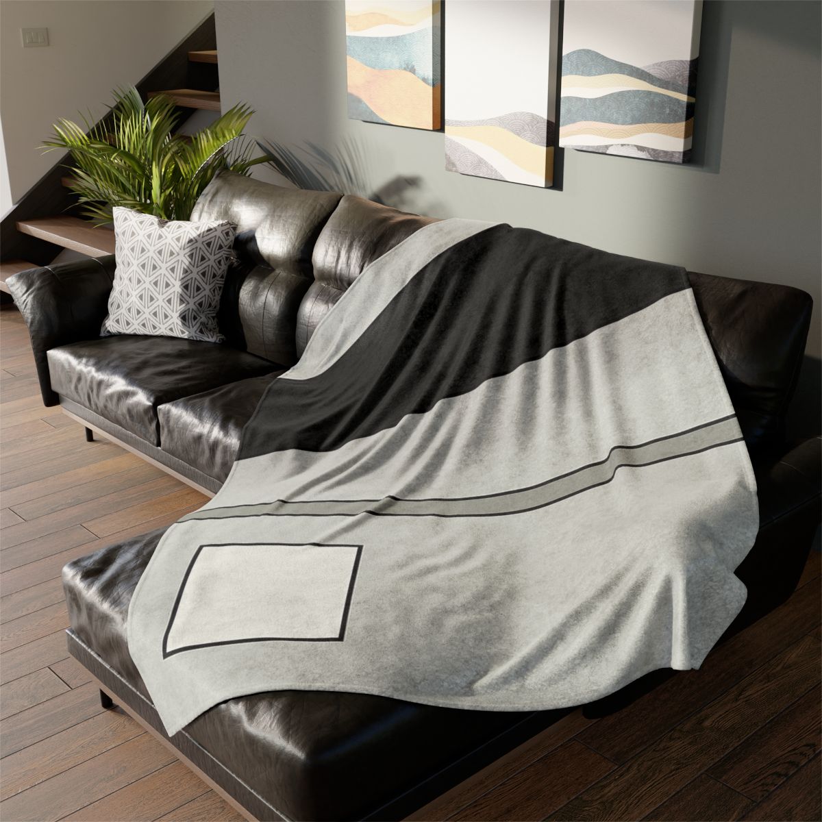 Offset Rectangle Composition soft fleece blankets