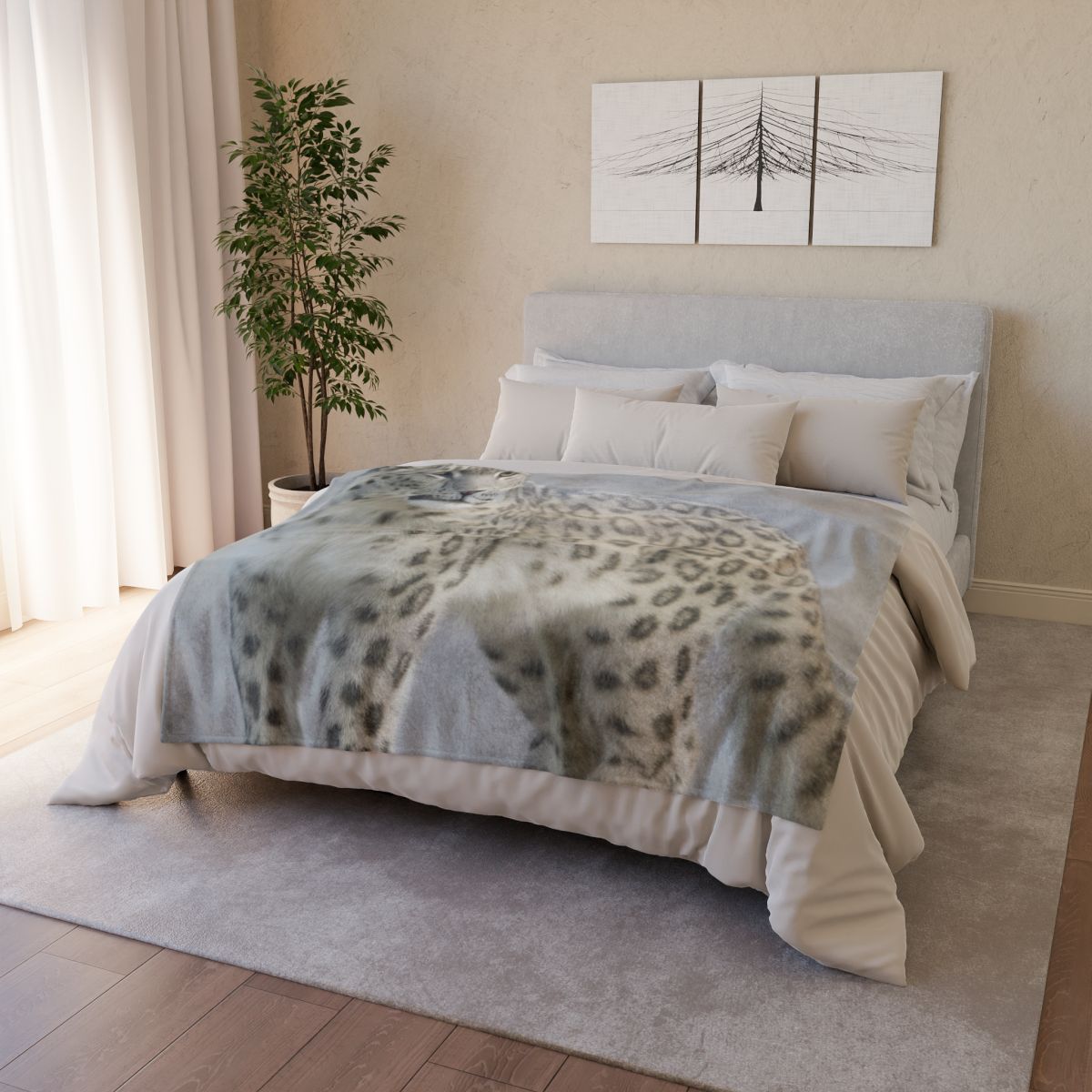 Snow Drift Hunter Snow Leopard personalized cozy blankets
