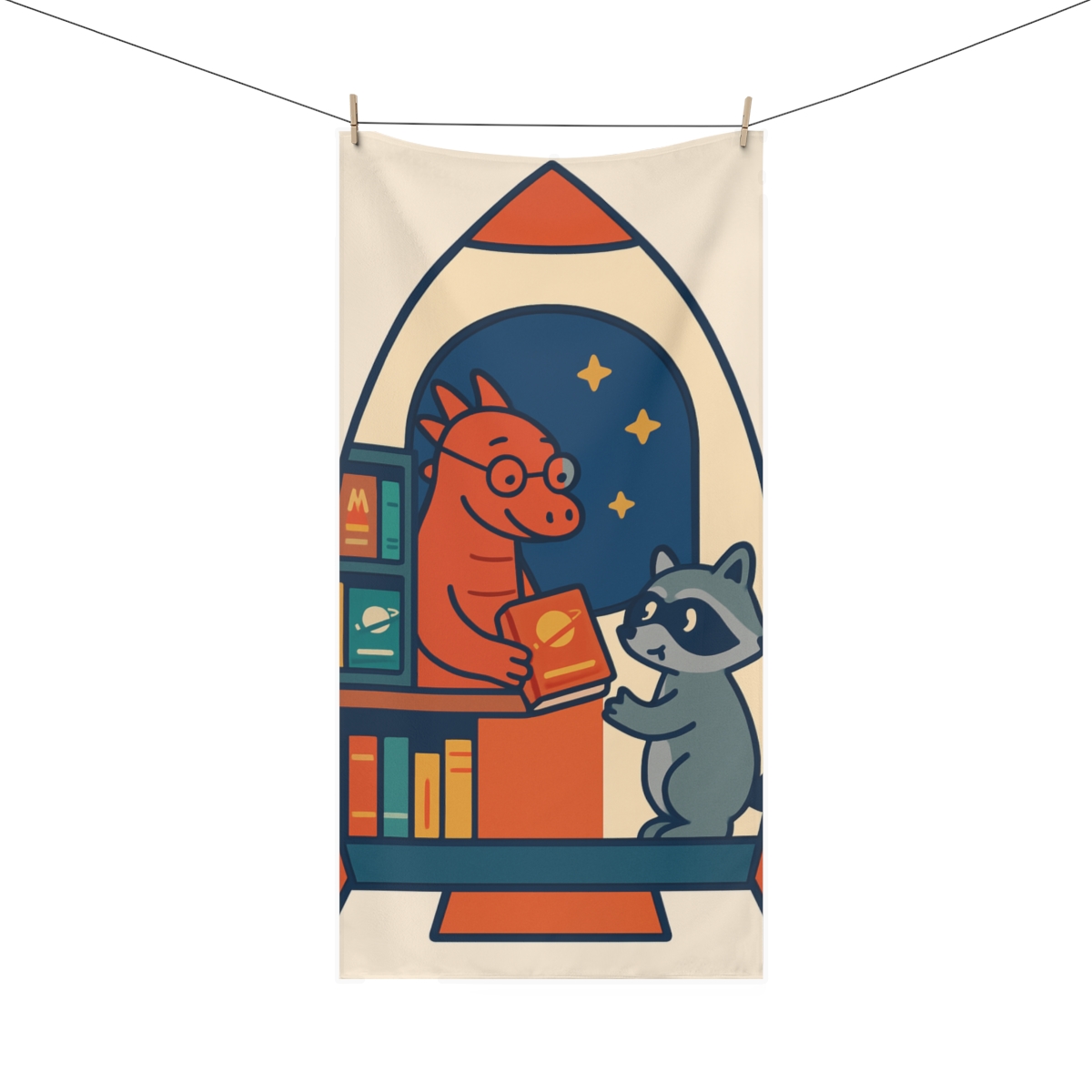Rocket Library Dragon personalized bath towels
