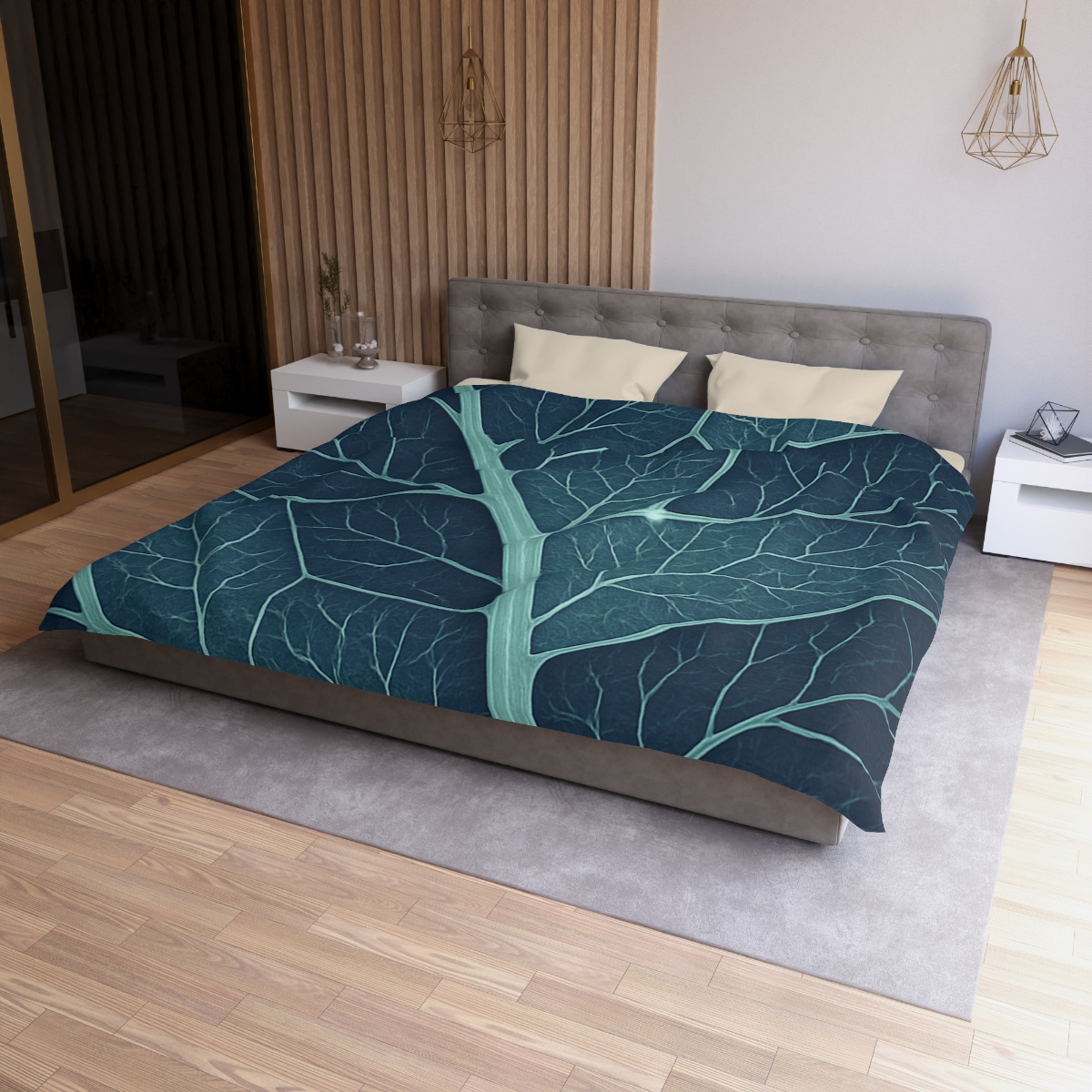 Leaf Vein Circuit Map designer printed duvets