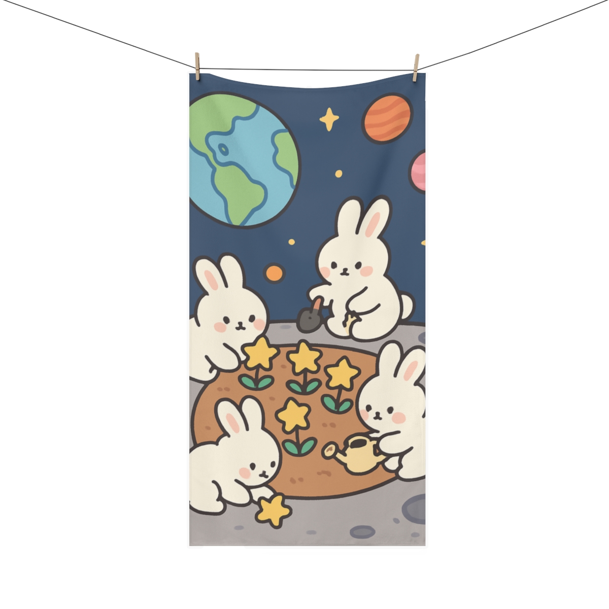Galaxy Garden Of The Moon Bunnies custom towels