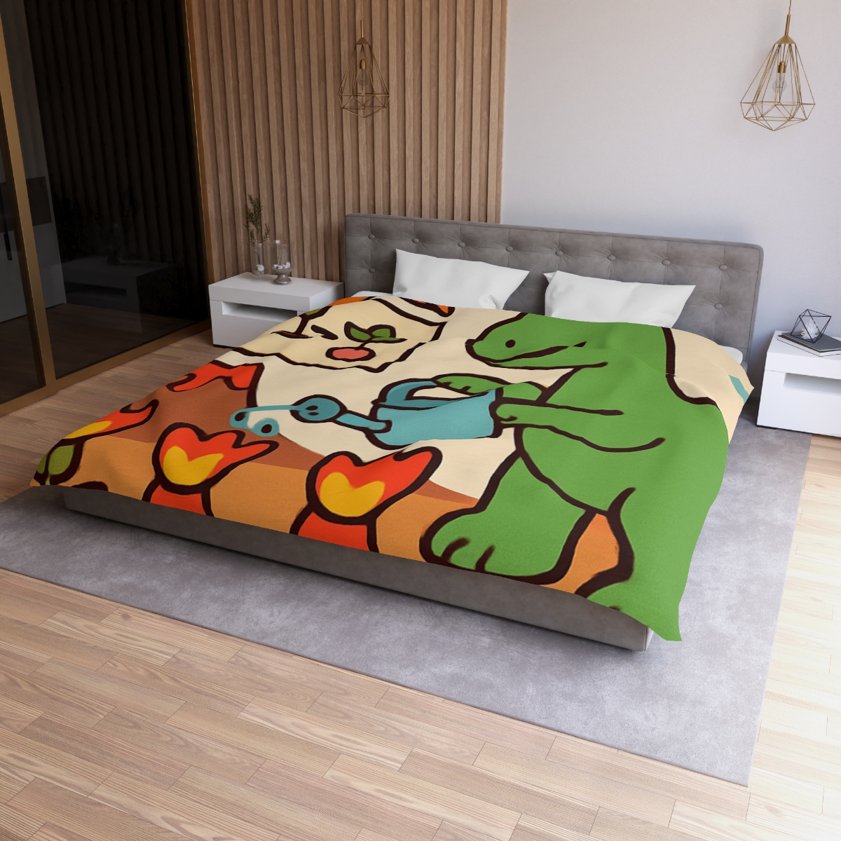 Volcano Garden Of Friendly Dinosaurs personalized bedding duvets