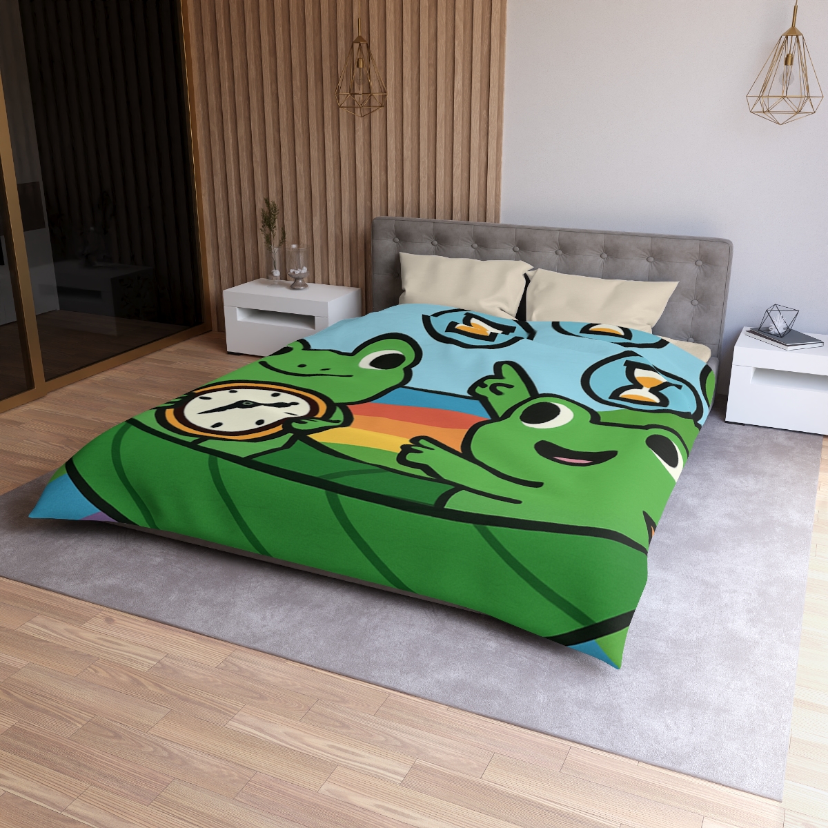 Rainbow River Time Travel Frogs duvets for gifts
