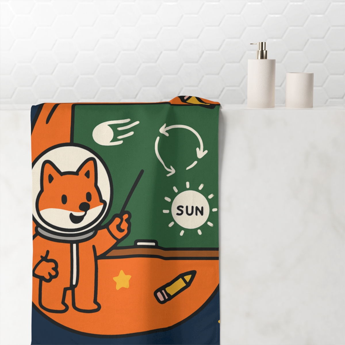 Comet Classroom With Astro Fox decorative home towelscustom towels