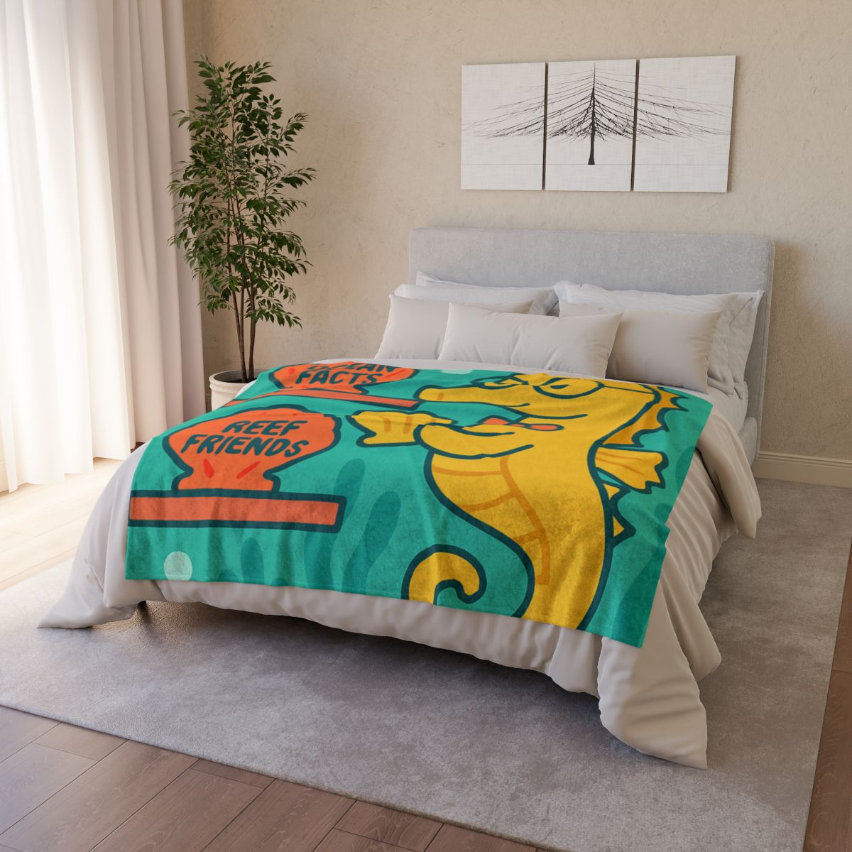 Underwater Library Of The Seahorse Librarian designer printed blankets