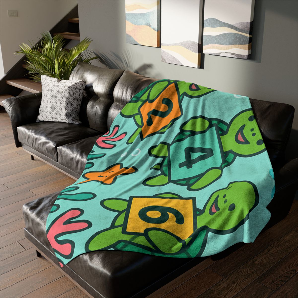Coral Reef Math Parade Of Sea Turtles personalized cozy blankets