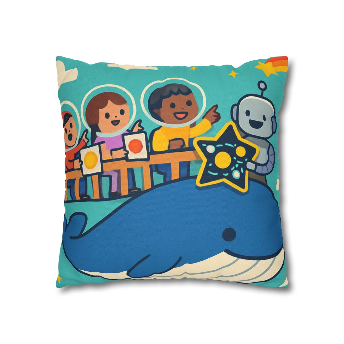 Comet Classroom In The Sky Whale designer print pillow cases