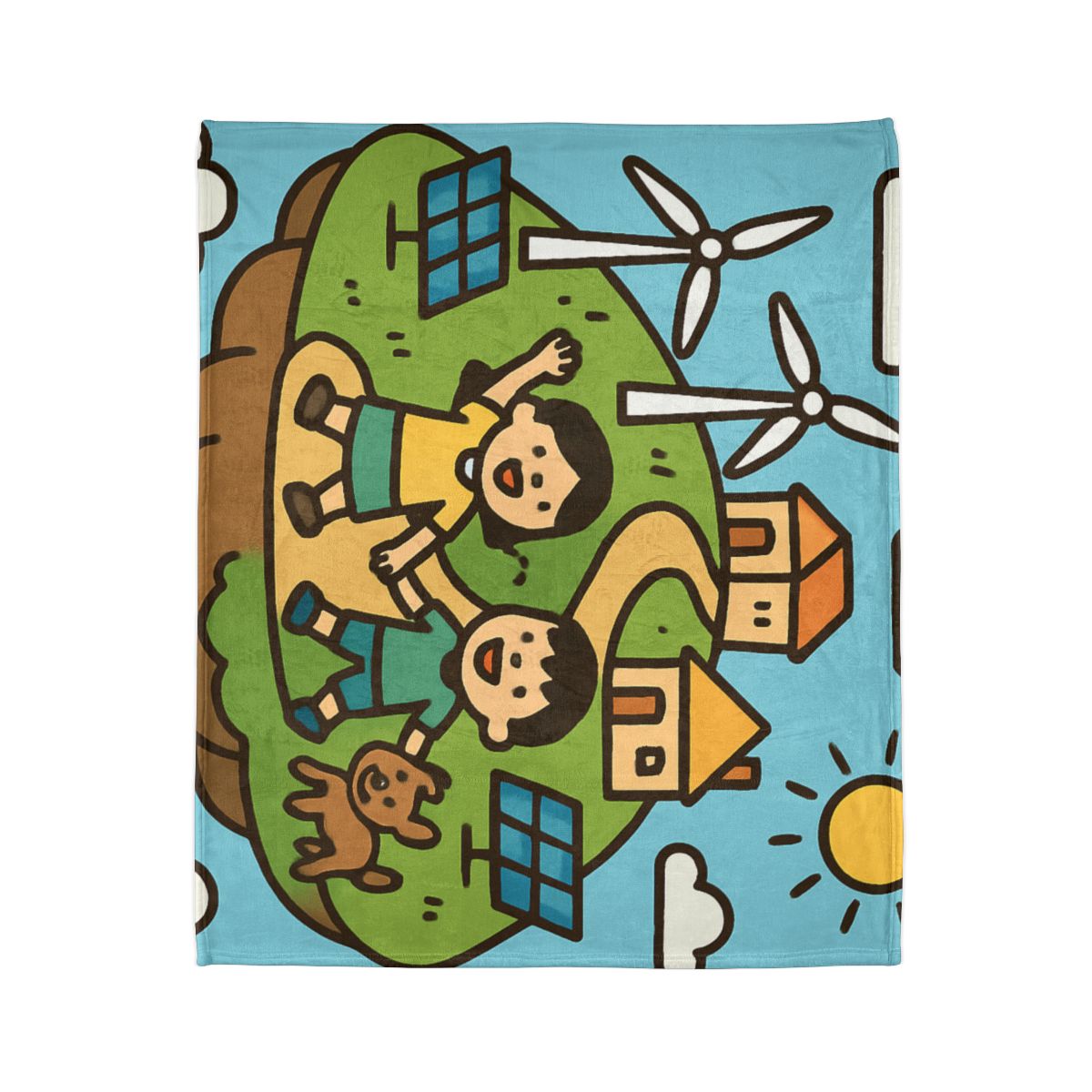 Floating Eco City Sky Island personalized cozy blankets