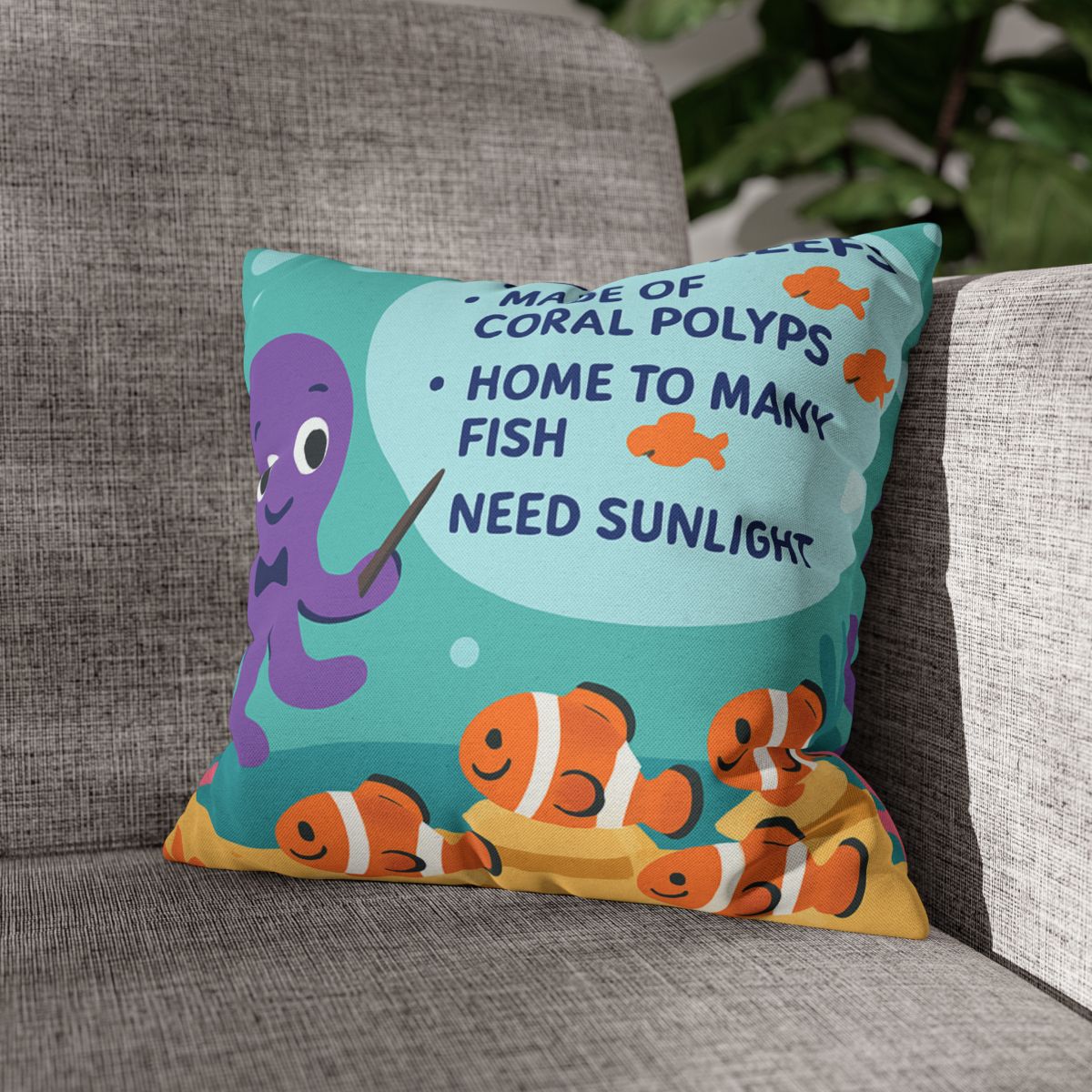 Coral Classroom With Professor Octopus stylish decorative pillowcases