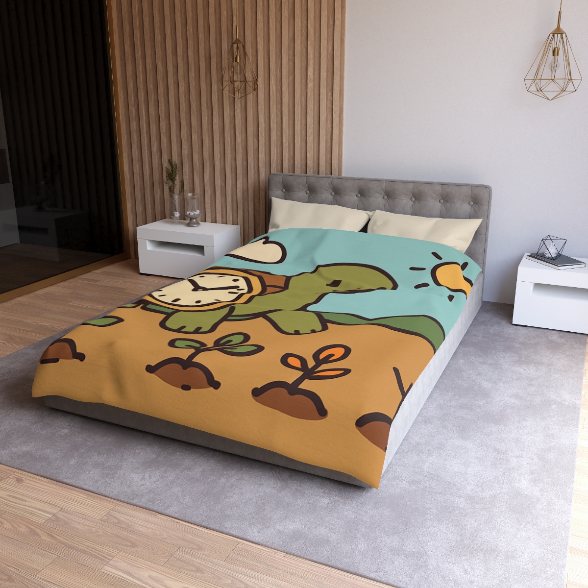 Time Travel Turtle Garden designer printed duvets