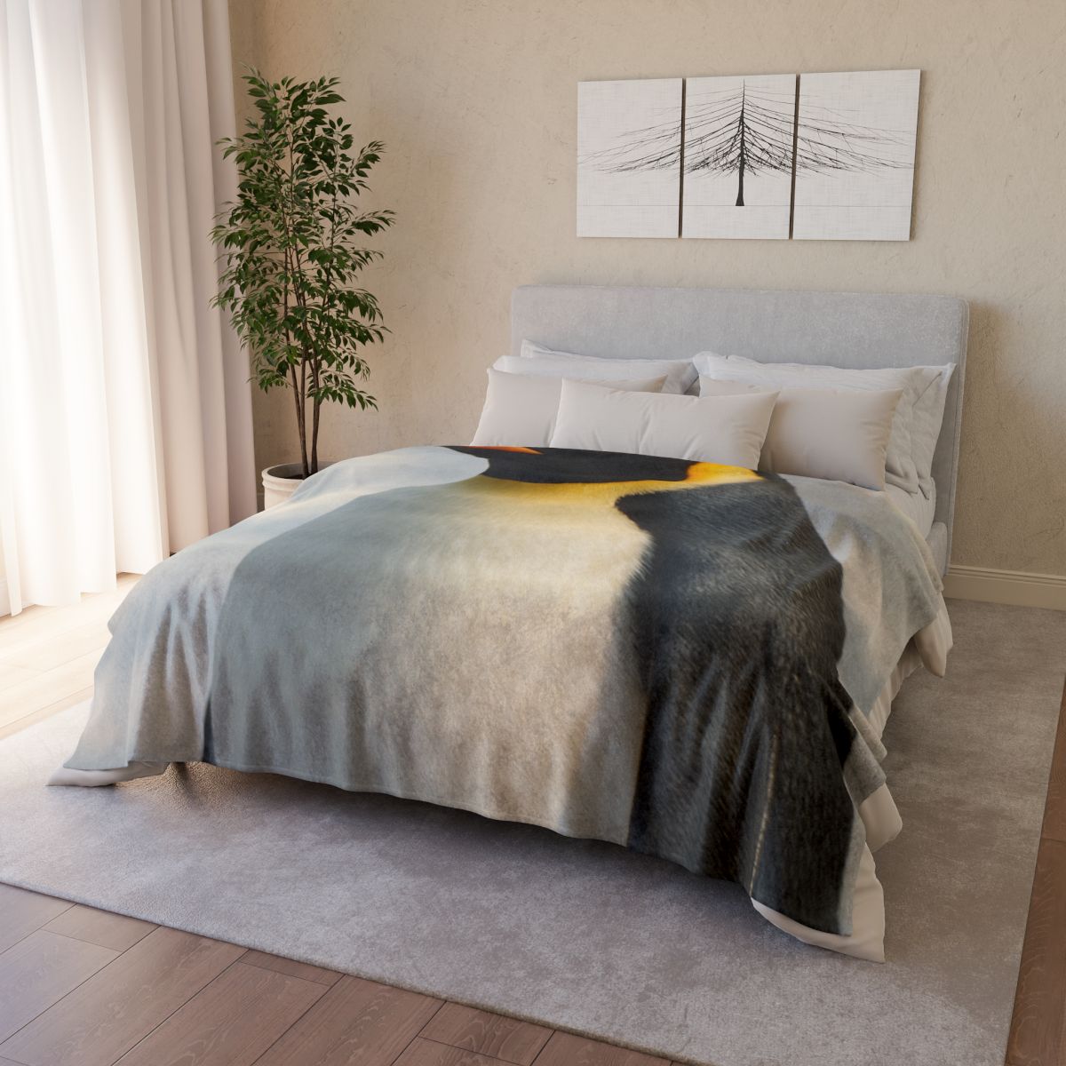 Aurora Drift Emperor Penguin personalized cozy blankets