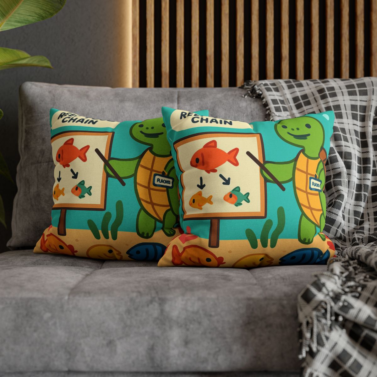 Coral Classroom Sea Turtle Guide trendy patterned pillow cases