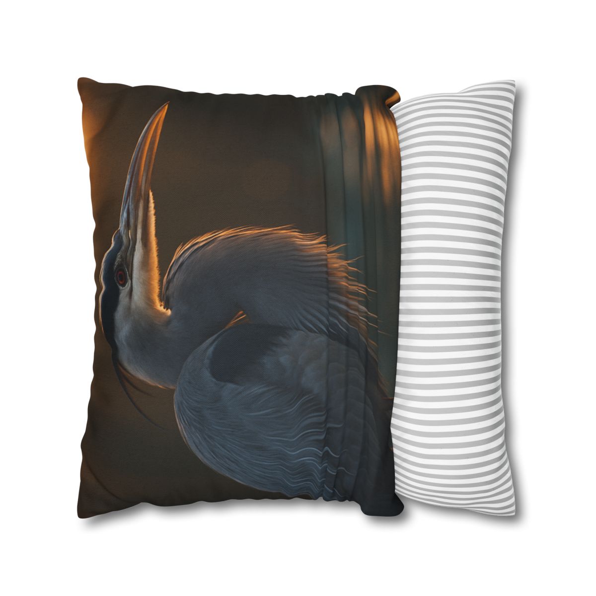 Moonlit Sentinel Great Blue Heron stylish decorative pillowcases
