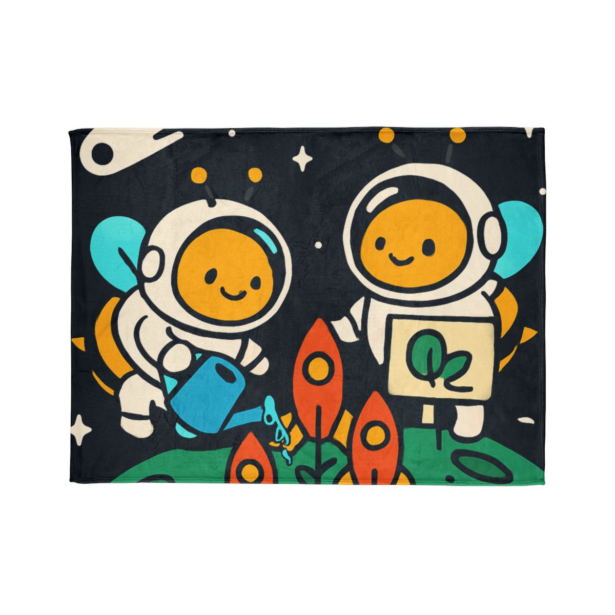 Rocket Garden Of The Bumblebee Astronauts personalized cozy blankets