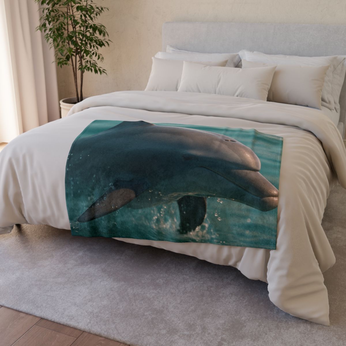 Silver Glide Bottlenose Dolphin soft fleece blankets