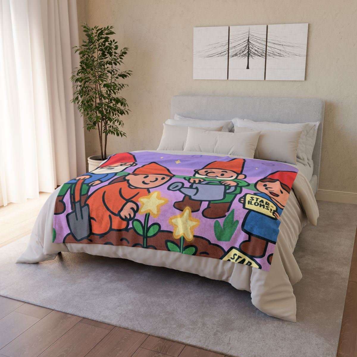 Galactic Garden Gnomes designer printed blankets