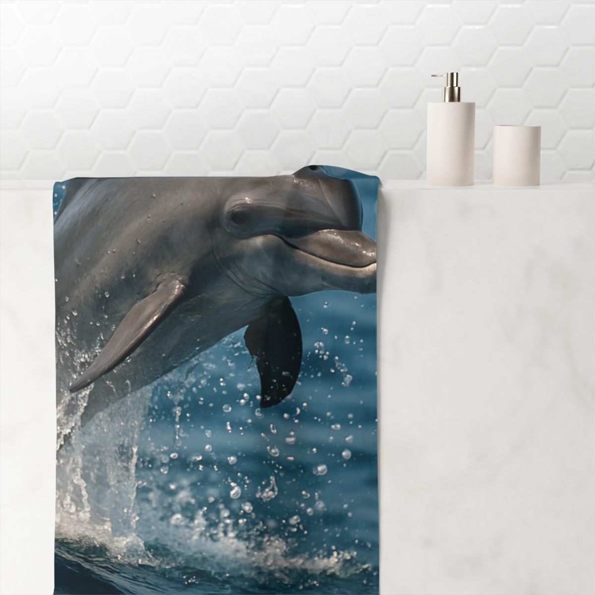 Mirror Splash Bottlenose Dolphin personalized bath towels