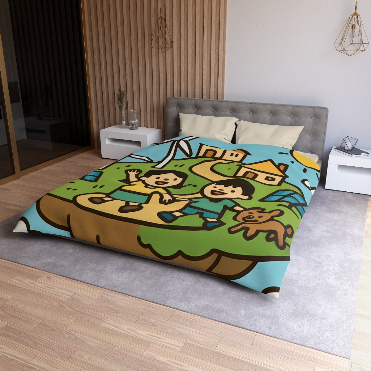 Floating Eco City Sky Island trendy bedroom duvets