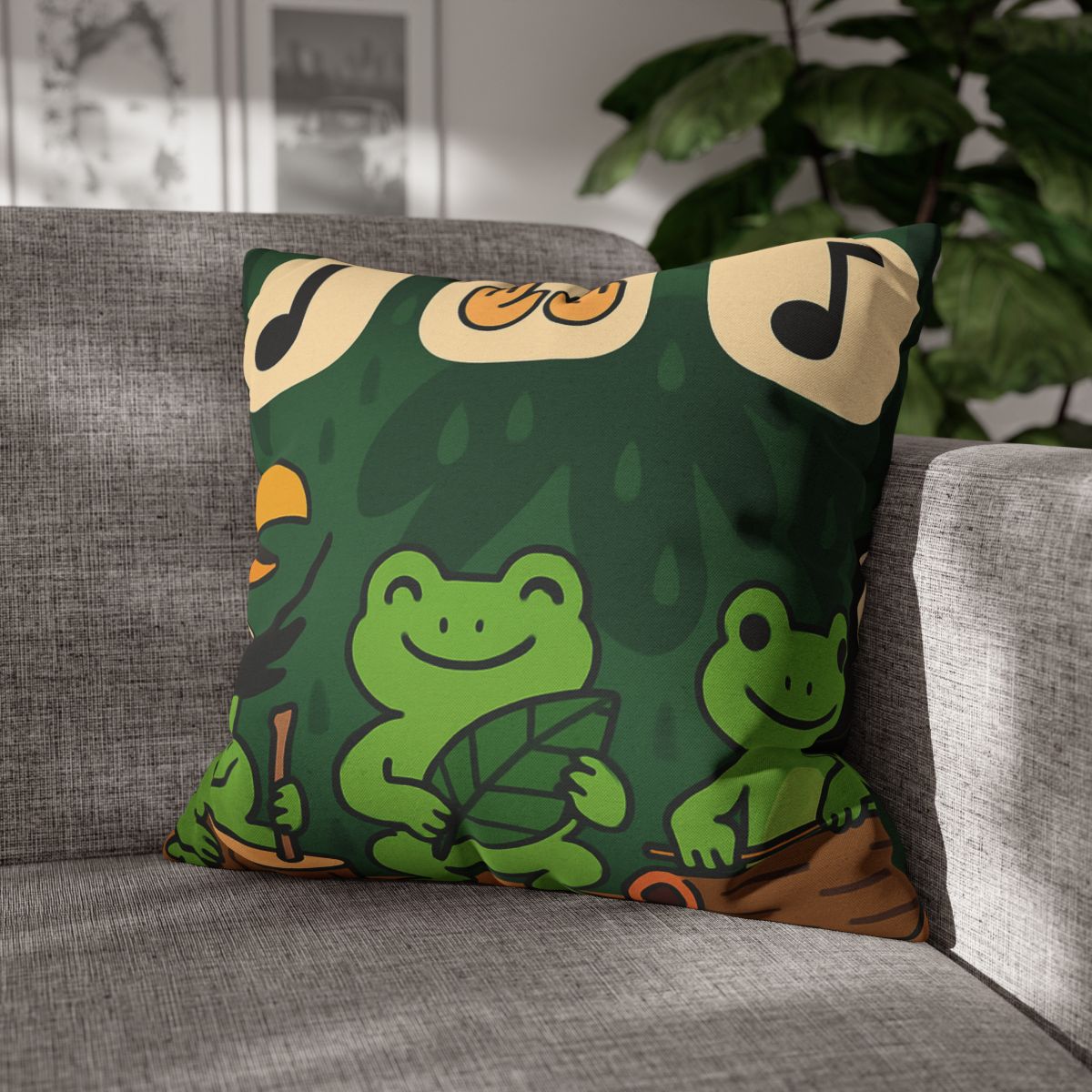 Jungle Rain Rhythm With The Frog Band comfortable bedding pillow covers
