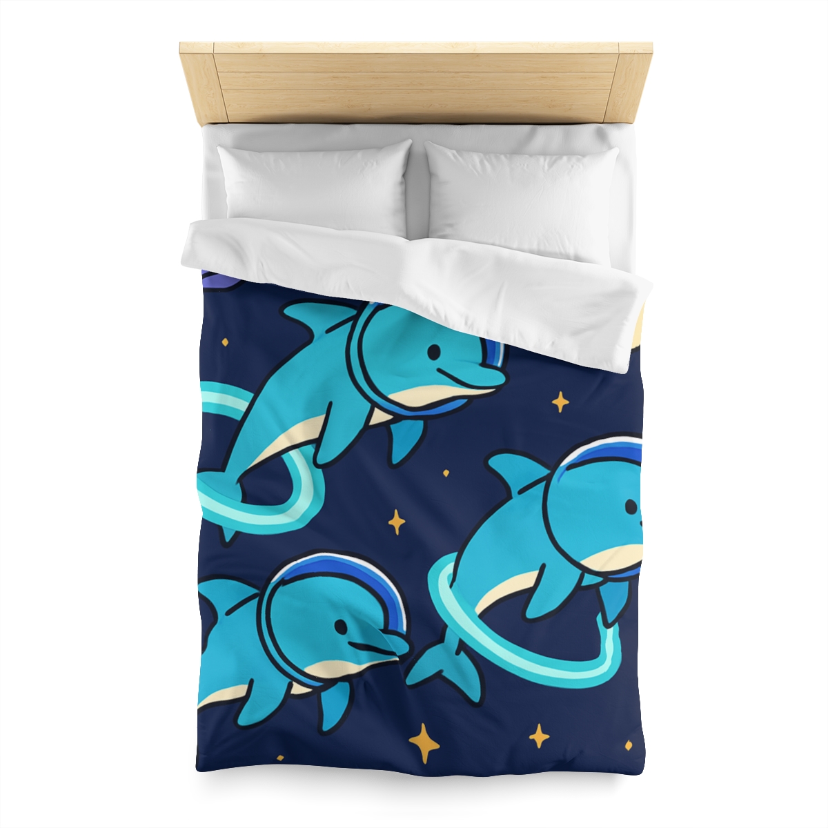 Cosmic Dolphin Playground personalized bedding duvets
