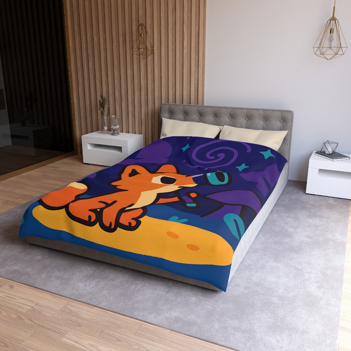 Nebula Forest Fox designer printed duvets