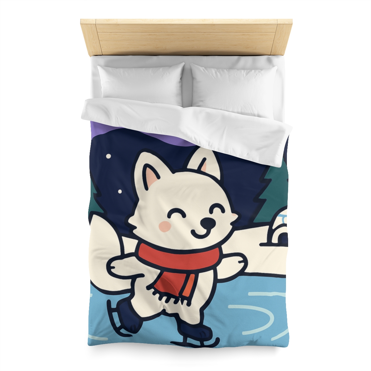 Aurora Snow Fox Skate Night custom duvets