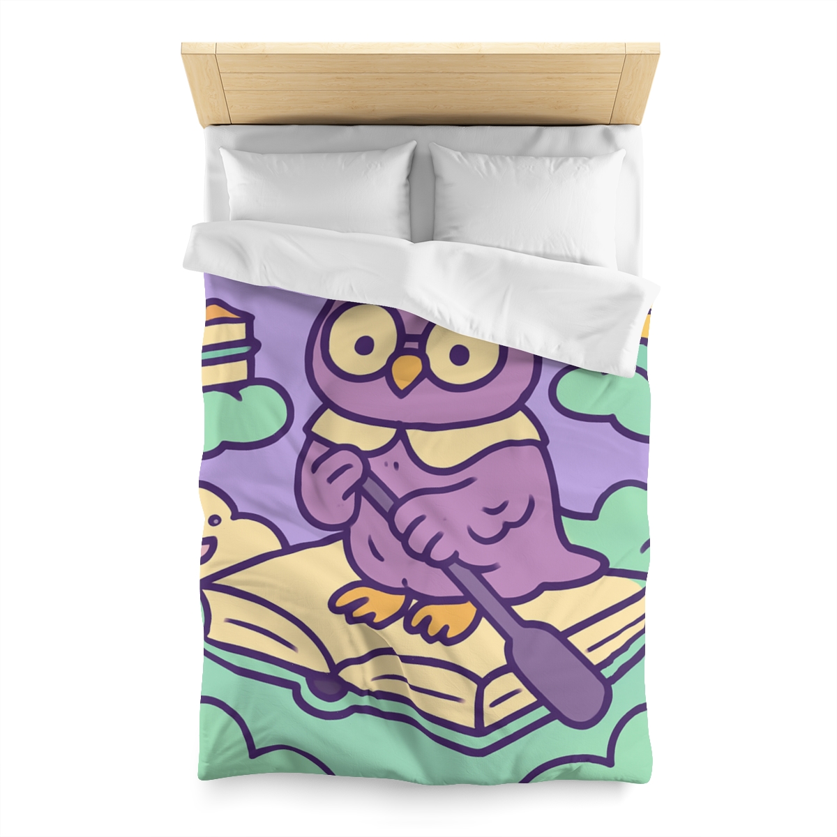 Cloud Library Owl Boat designer printed duvets