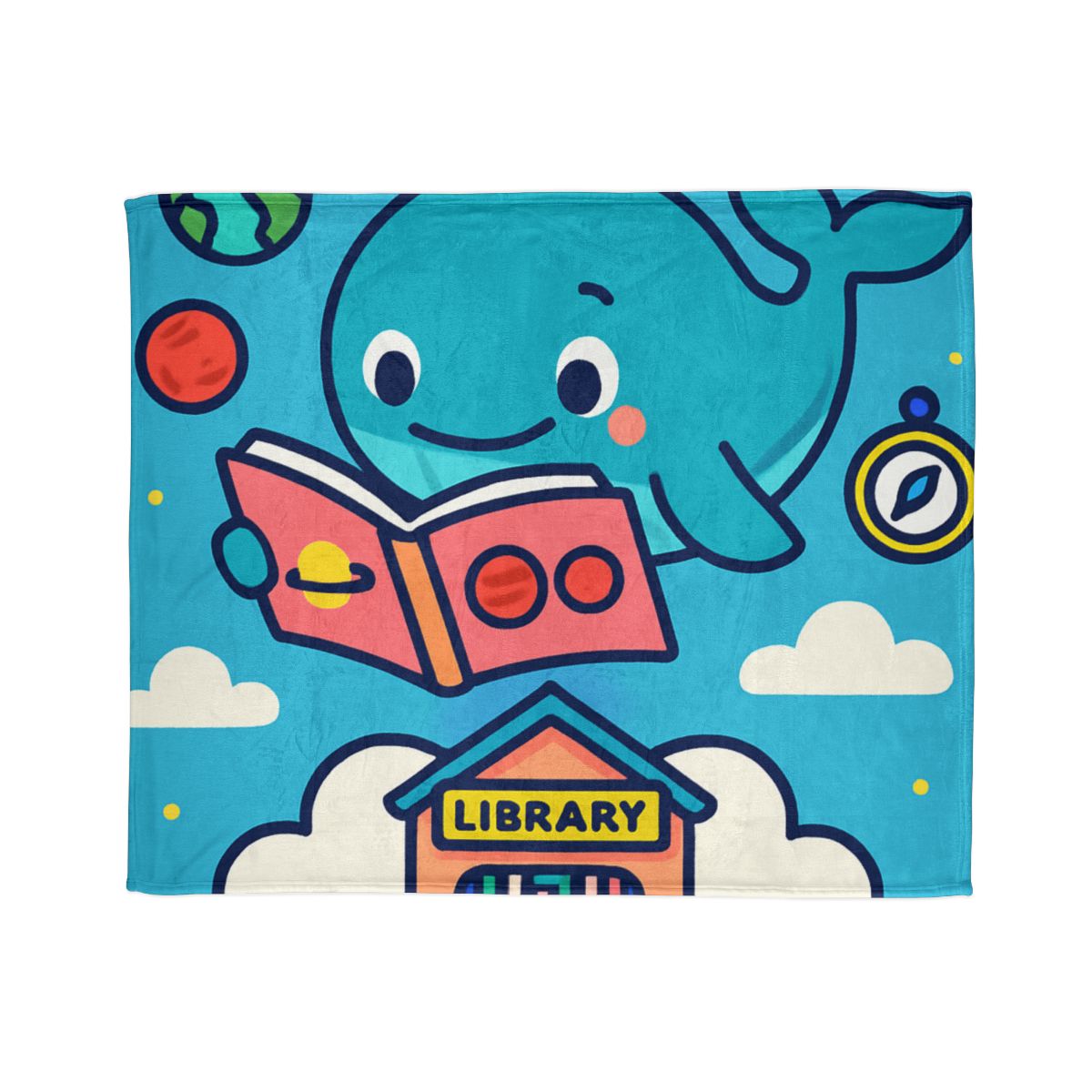 Nebula Library Sky Whale Reading Time unique gift blanketscustom blankets