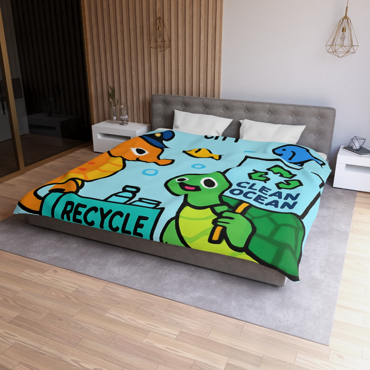 Coral City Recycling Parade With Captain Seahorse personalized bedding duvets