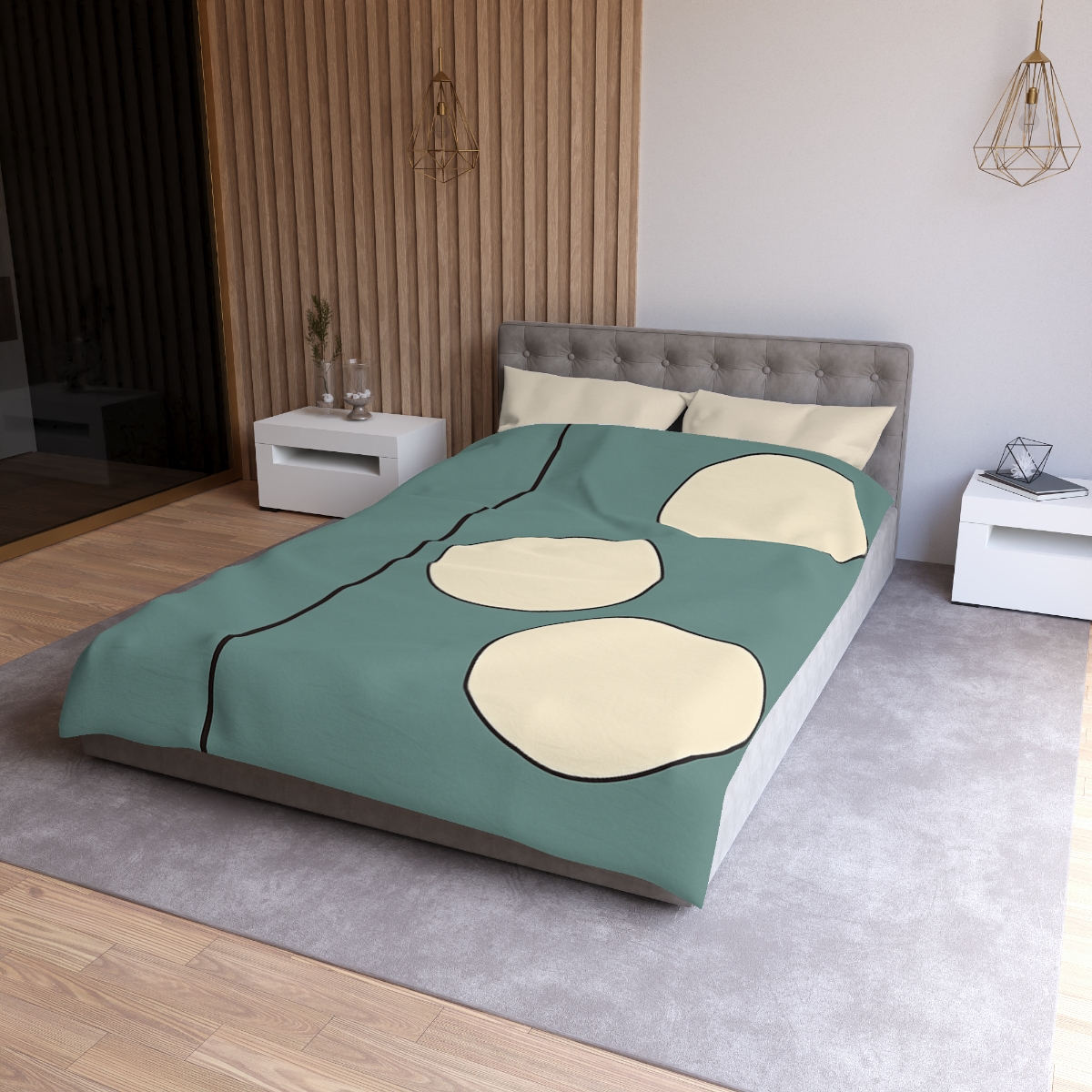 Staggered Trio Of Circles With Thin Divider personalized bedding duvets