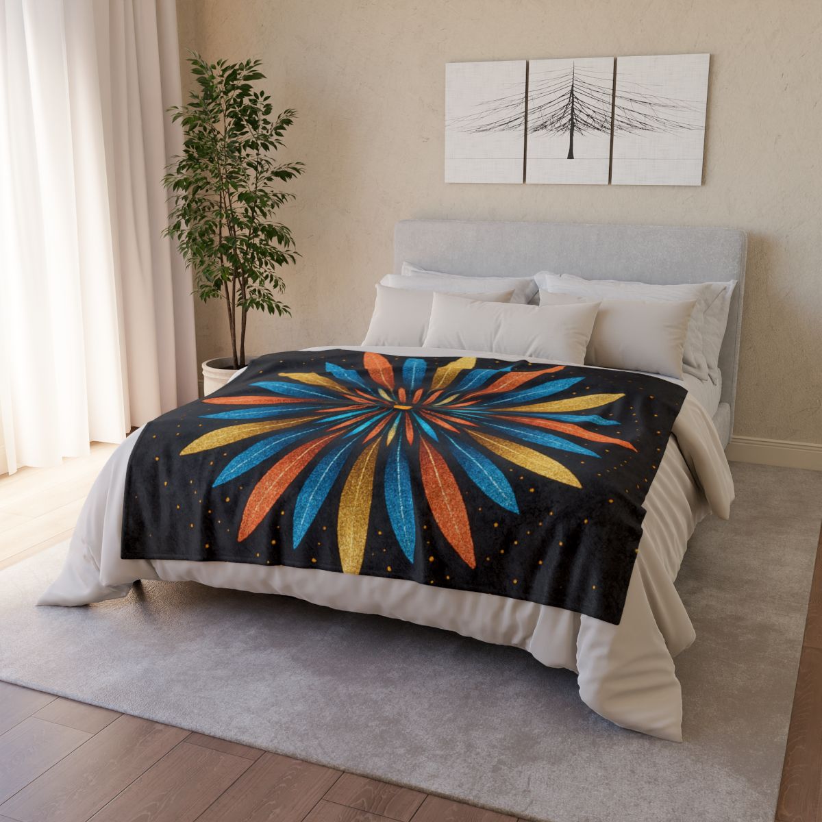 Starburst Mandala Bloom stylish throw blankets