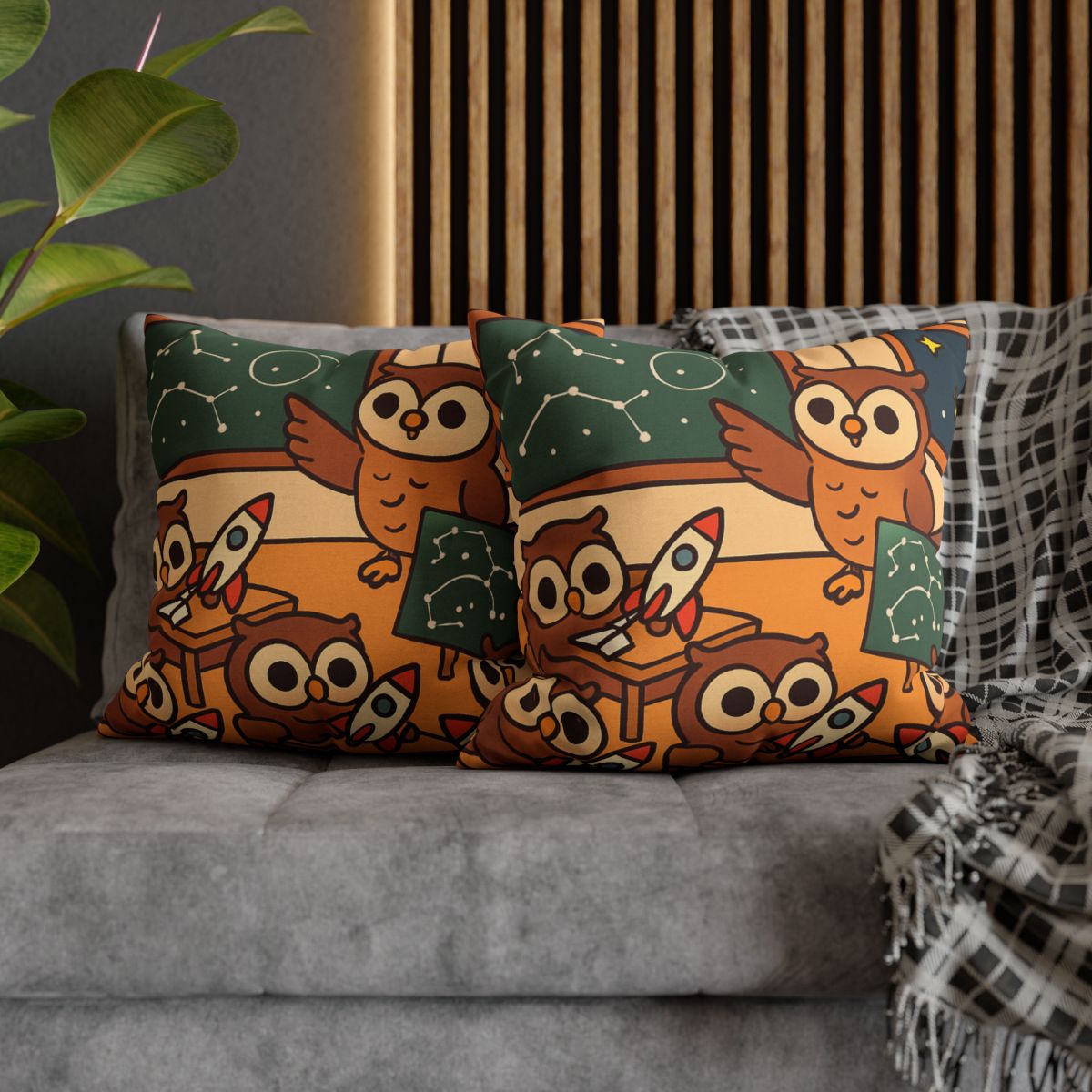Rocket School Of Owls designer print pillow cases