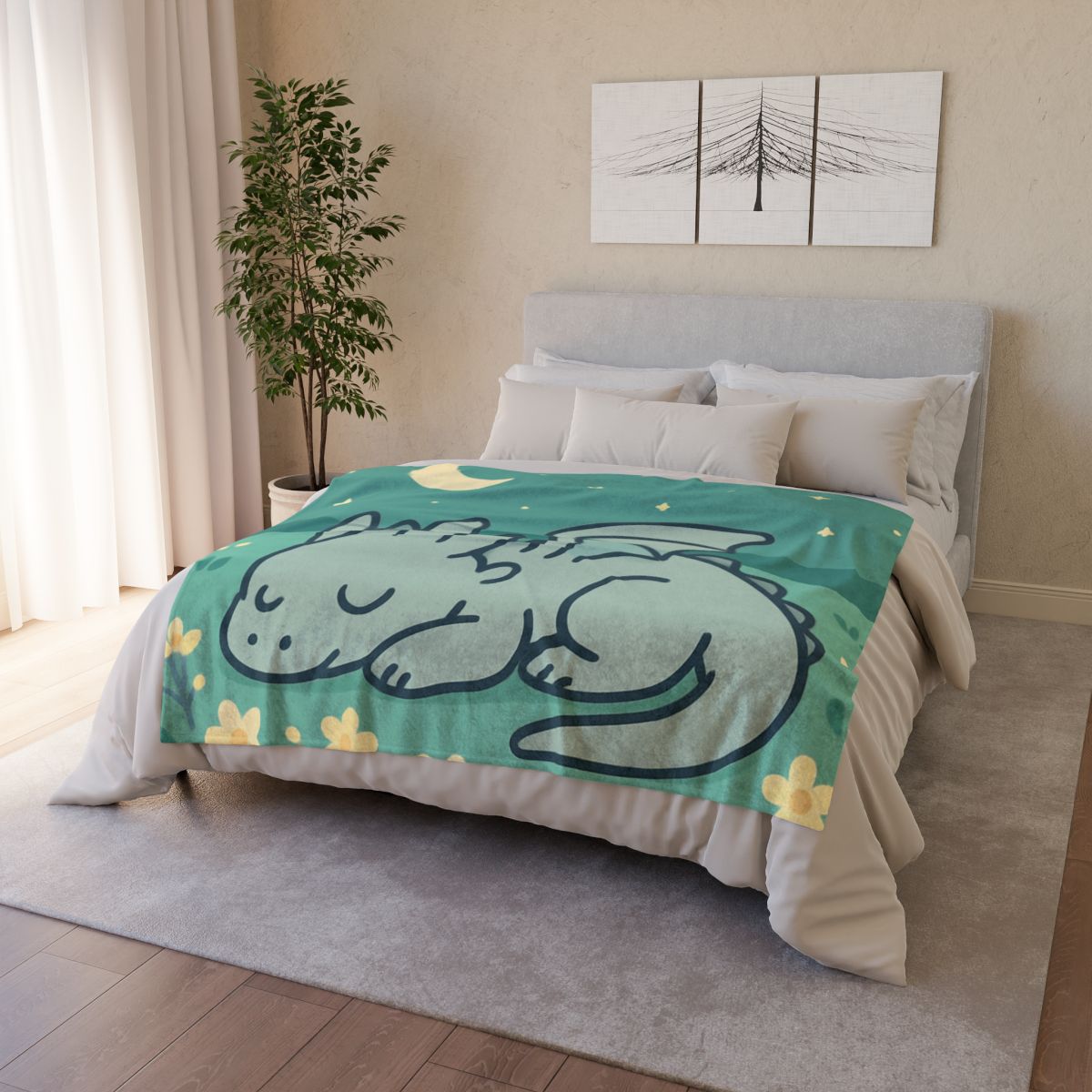 Moonlight Meadow Dragon stylish throw blankets