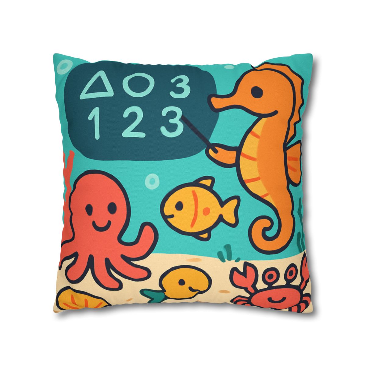 Coral Classroom With The Seahorse Teacher trendy patterned pillow cases
