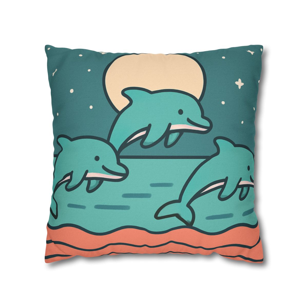 Moonlight Dolphin Parade trendy patterned pillow cases