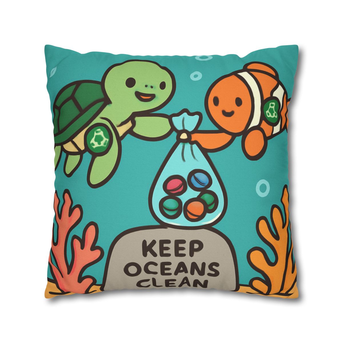 Coral Reef Cleanup Crew soft cotton pillow cases
