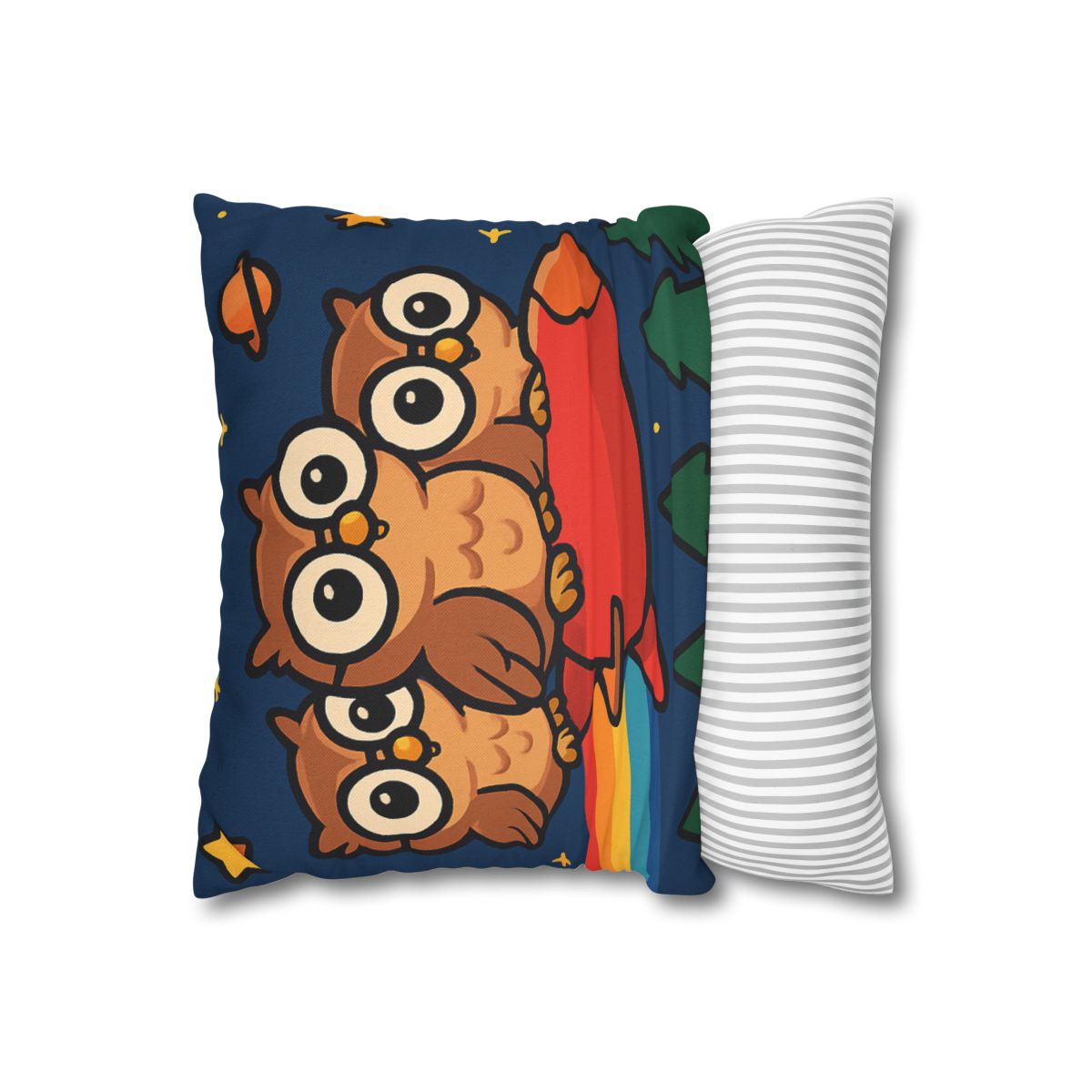 Rocket Riding Forest Owls designer print pillow cases