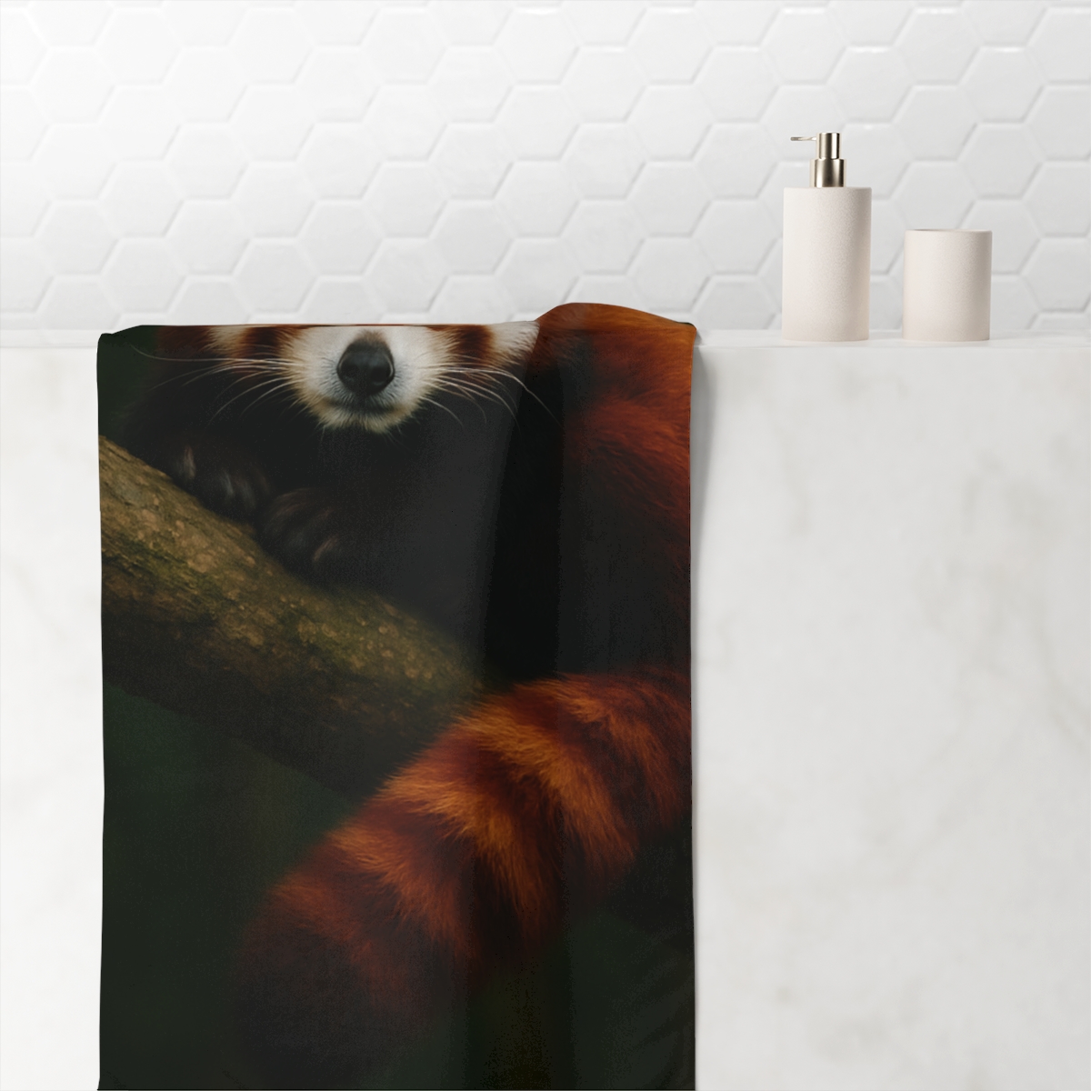 Moss Quiet Red Panda personalized bath towels