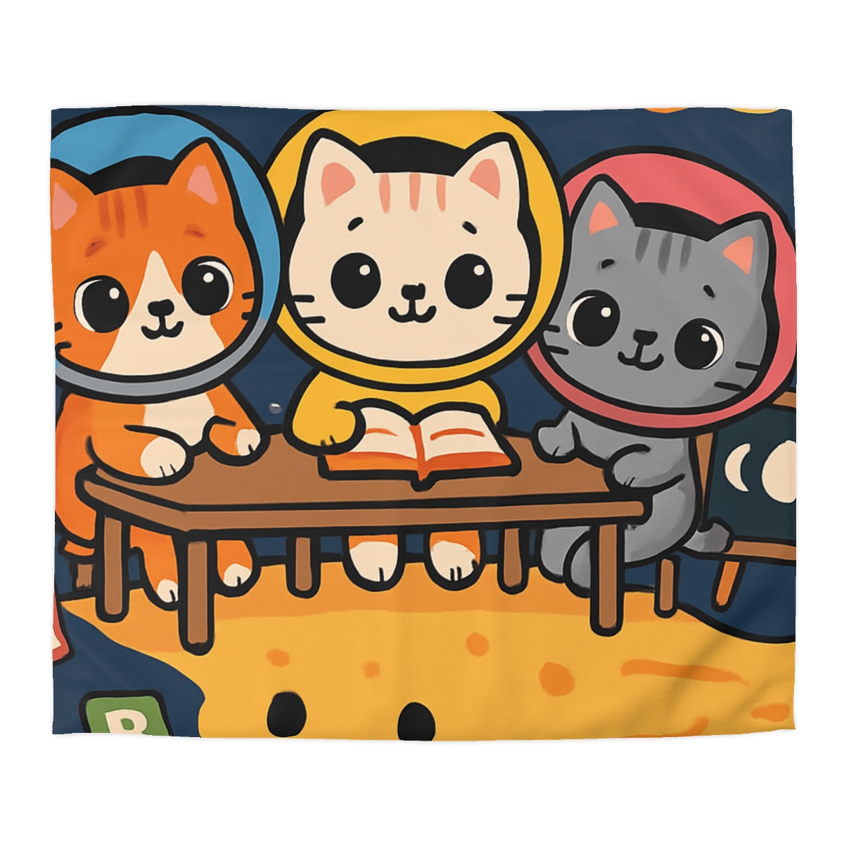 Comet Classroom With Curious Kittens custom duvets