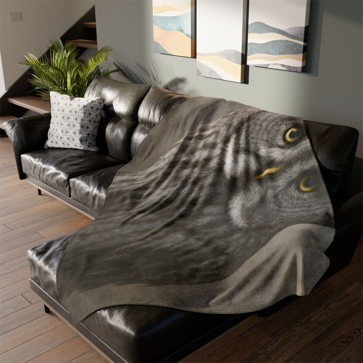 Frost Note Great Gray Owl stylish throw blankets