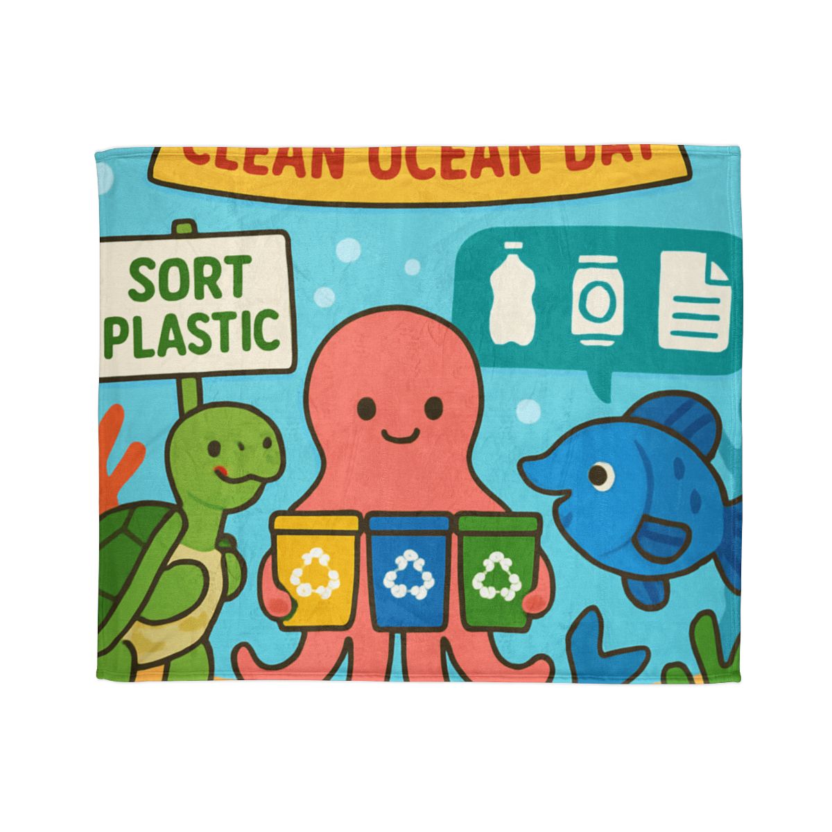 Coral Reef Recycling Parade stylish throw blankets