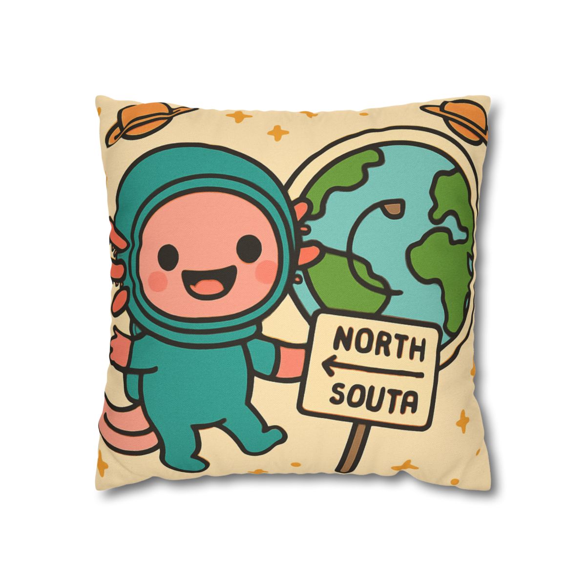 Luna The Axolotl Astronaut And The Bubble Planet Map custom pillow cases