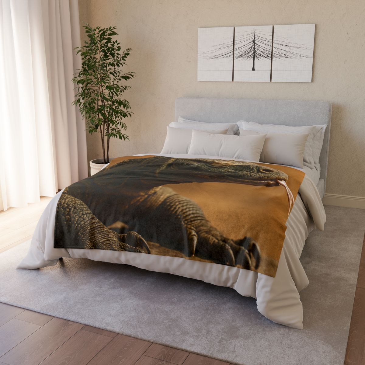 Ancient Sentinel Komodo Dragon stylish throw blankets