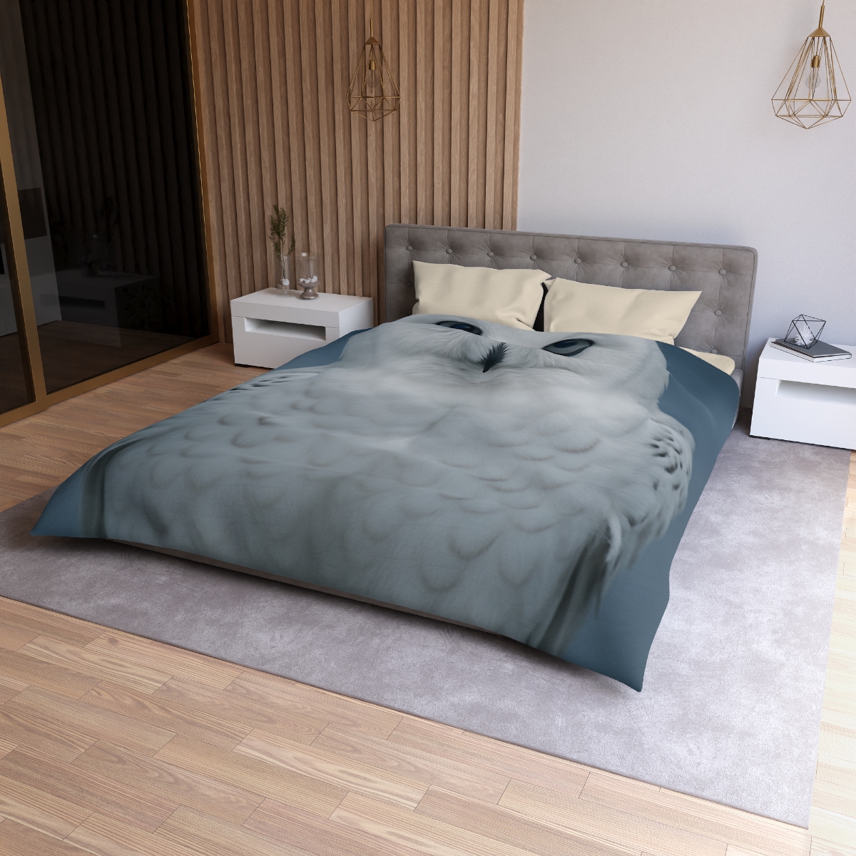 Midnight Watch Snowy Owl designer printed duvets