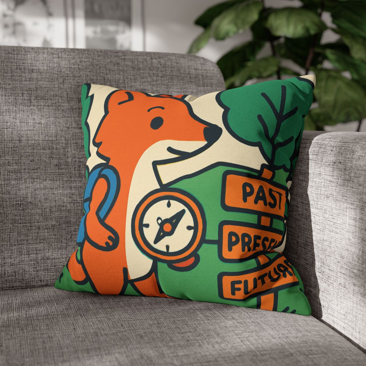 Time Traveling Forest Fox trendy patterned pillow cases