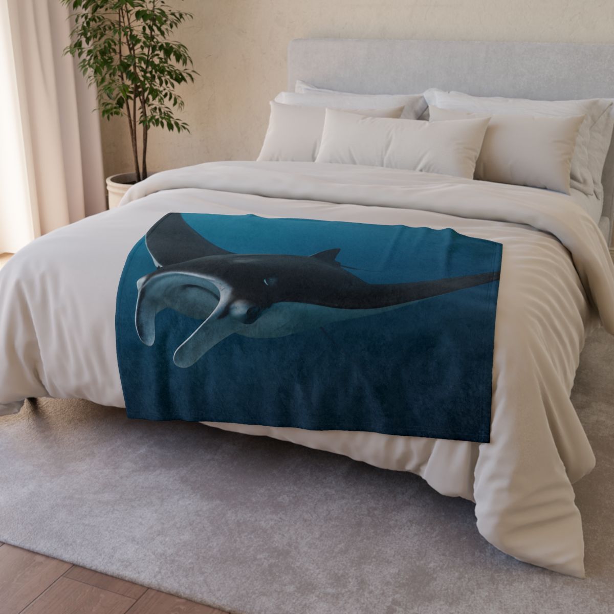 Midwater Dancer Manta Ray soft fleece blankets