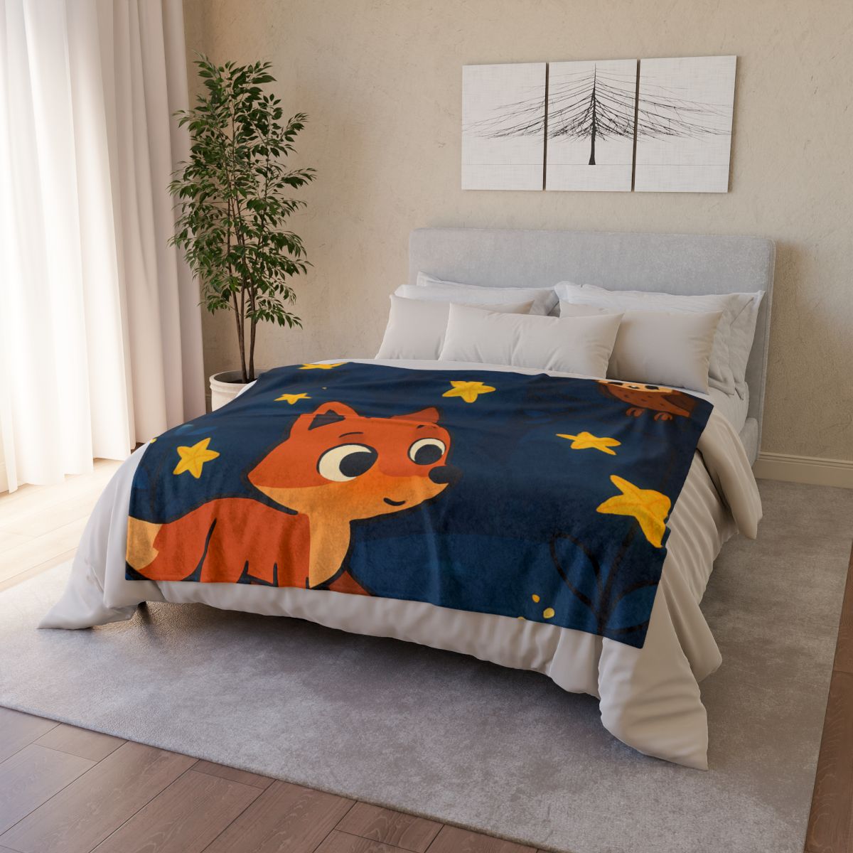 Cosmic Forest Fox trendy patterned blankets