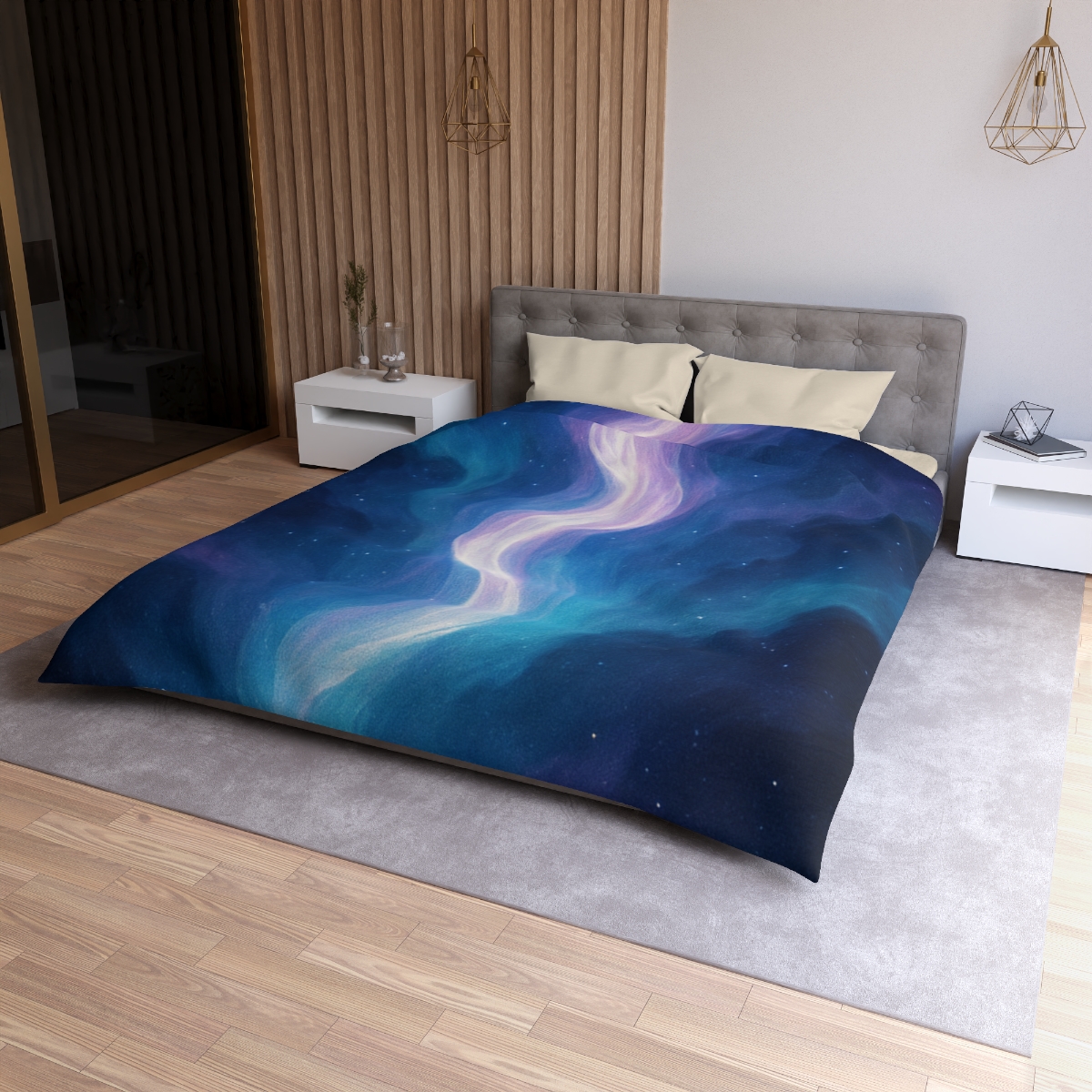 Electro Aurora Nebula Loom designer printed duvets